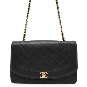 Chanel Chain Shoulder Bag Matelasse 25 Coco Mark Diana Lambskin A01165 CHANEL Black