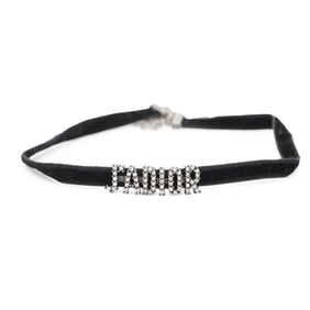 Christian Dior Dior Choker J'ADIOR Rhinestone Velvet Metal Christian Necklace Black