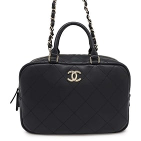 Chanel handbag, matelasse, coco mark, bowling bag, CHANEL shoulder black
