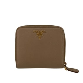 PRADA 1ML522 Compact Wallet Saffiano Bi-fold Beige Women's