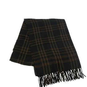 LOEWE Check Scarf Muffler Ribbon Brown Women's
