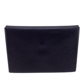HERMES Hermes Calvi Duo Coin Case Epsom Leather Wallet Purse Pocket Card Black Men's