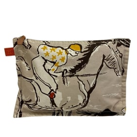 HERMES Hermes Truth Flat GM Jockey Horse Pouch Beige Unisex