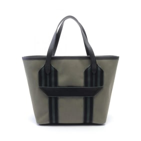Hermes HERMES Pur Sangle MM Vert de Gris Tote Bag Toile Militaire Taurillon Clemence Women's Khaki