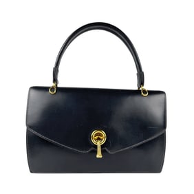 Hermes HERMES handbag box calf navy gold ladies z5008