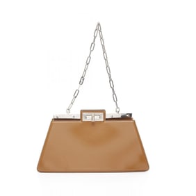 FENDI Peekaboo Cut Medium Shoulder Bag Leather Women's Brown 8BN340