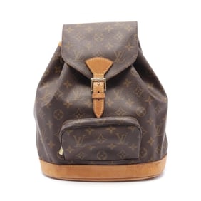 Louis Vuitton Montsouris MM Rucksack Backpack Bag Coated Canvas Leather Monogram Women's Brown