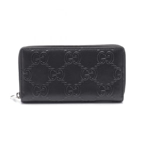GUCCI GG embossed round long wallet, leather, women's, black, 625558
