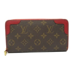 Louis Vuitton LOUIS VUITTON Zippy Wallet Round Long Coated Canvas Leather Monogram Women's Brown Red
