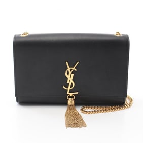 Saint Laurent Kate Monogram Shoulder Bag Leather Women's Black 354119