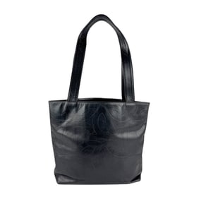 CHANEL Shoulder Bag Tote Coco Mark Leather Black Women's z4980