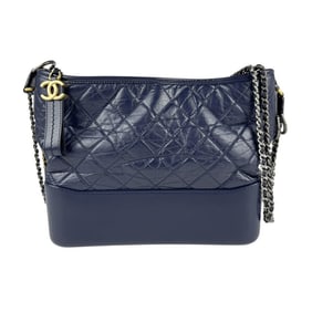 CHANEL Shoulder Bag Gabrielle de Chanel Leather Navy Women's n1177