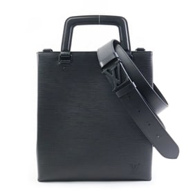 Louis Vuitton LOUIS VUITTON Handbag Shoulder Bag Epi Sac Plat Fold Leather Noir Men's Women's 90107g