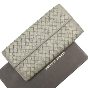 Bottega Veneta Bi-fold Long Wallet Intrecciato Leather Greige Men's Women's g3671a