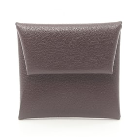 Hermes HERMES Bastia Rouge Cellier Wallet/Coin Case Wallet Chevre Women's Brown