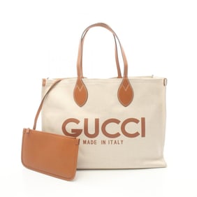 GUCCI Printed Bag Canvas Leather Women's Beige Brown 772177FACUL8451