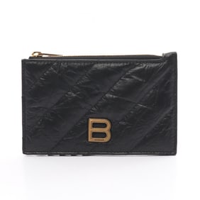 BALENCIAGA Crush Business Card Holder/Card Case Leather Men's Black 766465210J11000