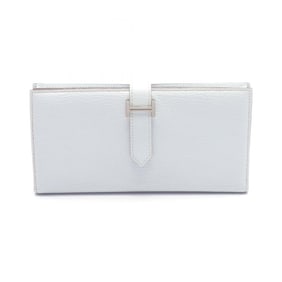 Hermes HERMES Bearn soufflet blue brume bi-fold long wallet chevre ladies