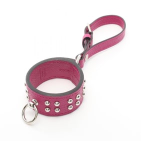 Hermes HERMES Portecle Collier de Chien Aneau Rose Purple Charm Epsom Leather Women's Pink