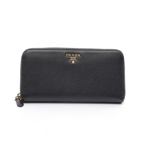 PRADA SAFFIANO METAL Round Long Wallet Saffiano Leather Women's Black 1ML506