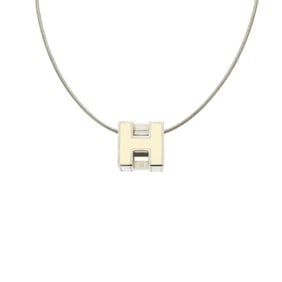 HERMES Hermes Cage d'Ache H Cube Necklace Choker Snake Chain Ivory