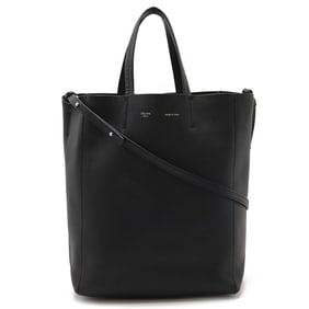 CELINE Vertical Cabas Small Tote Bag Handbag Shoulder Leather Black 176183