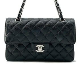 Chanel Chain Shoulder Bag Matelasse 23 Coco Mark Double Caviar Skin A01113 CHANEL Black