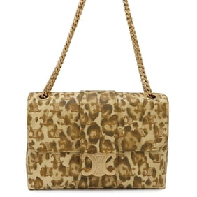 Celine Chain Shoulder Bag Leopard Leather CELINE