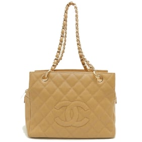 CHANEL Chanel Chain Tote Bag A18004 Caviar Skin Camel 252569