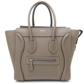 CELINE Luggage Micro Shopper 167793 Handbag Leather Sliver Greige 352405
