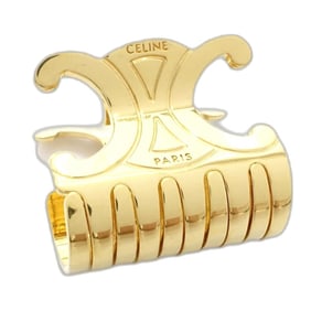 CELINE Hair Accessories Clip Triomphe Medium Gold Metal 181344