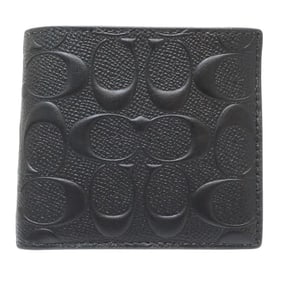 COACH Bi-fold Wallet 75363 Signature Compact Flap Leather Black 181362