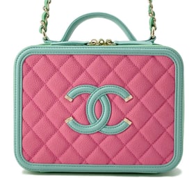 Chanel Chain Shoulder Bag CC Filigree Vanity Caviar Skin A93343 CHANEL