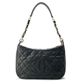 Chanel Chain Shoulder Bag Matelasse Coco Mark Caviar Skin A20993 CHANEL Black