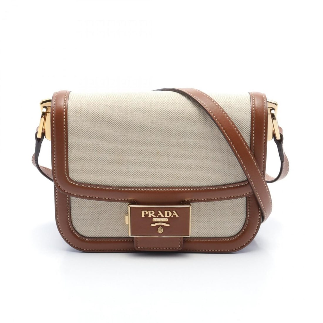 PRADA Shoulder Bag Canvas Leather Women's Beige Brown 1BD257: Category: SizeSize (HxWxD): 16cm x 20.5cm x 5.5cm / 6.29'' x 8.07'' x 2.16''Category: DesignType: Shoulder bagColor: Beige, BrownGender: WomenMaterial: Canvas , Leather Category: GeneralBrand: PradaSe