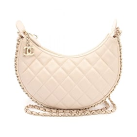 CHANEL Matelasse Small Hobo Shoulder Bag, Lambskin, Women's, Beige, AS3917
