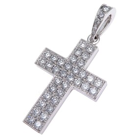 Cartier Cross Diamond Pendant for Women and Men B3036700 750 White Gold