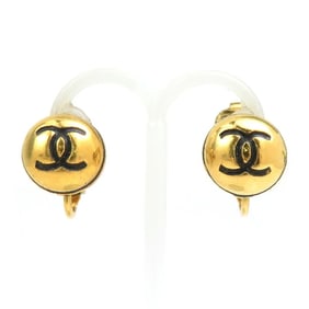CHANEL Earrings Coco Mark Metal Gold Black Women's e60348a
