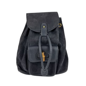 GUCCI Backpack Bamboo Nubuck Leather Navy Women's z5159