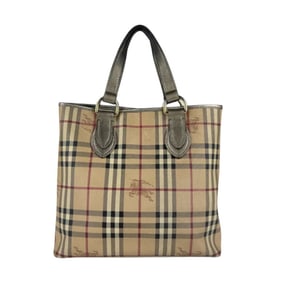 Burberry Handbag Tote Bag Nova Check Leather Beige Multicolor Gold Women's z5135