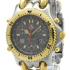 Polished TAG HEUER Sel Chronograph Gold Plated Steel Mens Watch CG1122 BF582836