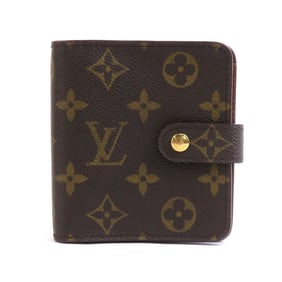 Louis Vuitton LOUIS VUITTON Bi-fold wallet Monogram Compact Zip canvas Brown Gold Women's M61667