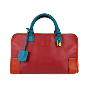 LOEWE Amazona Handbag Leather Red Orange Blue Gold Women's z5090