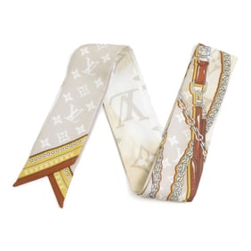 Louis Vuitton Scarf Bandeau BB Silk White Greige Women's M77777 e60346i