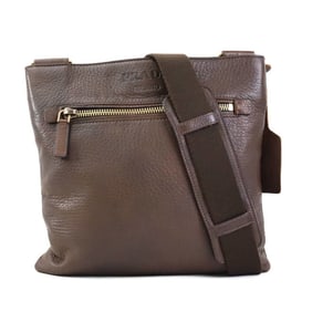 PRADA shoulder bag leather brown gold men's e60335a