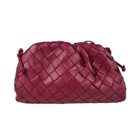 Bottega Veneta Shoulder Bag Intrecciato Mini The Pouch Leather Wine Red Women's z5074