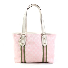 GUCCI Shoulder Bag Tote GG Canvas Leather Pink Off-White Khaki Gold Women's 137396 e60314j