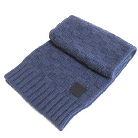 LOUIS VUITTON Louis Vuitton Echarpe Helsinki Leather Patch Damier Knit Stole Cashmere Scarf M70169