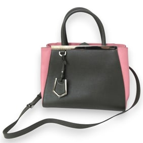 FENDI Petit Toujour Leather 2Way Handbag Shoulder Bag 8BH253 Green x Pink Women's