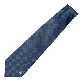 BVLGARI Sette Pieghe Polka Dot Santa Motif Embroidery 100% Silk Tie Navy Men's